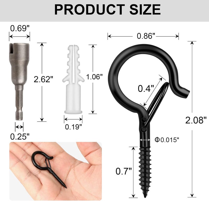 FSAH 36 PCS Q-Hanger Hooks with Safety Buckle, Windproof Screw Hooks for Outdoor String Lights Hanging Christmas Lights, Plants, with 1 Wing Nut Driver - Image 5